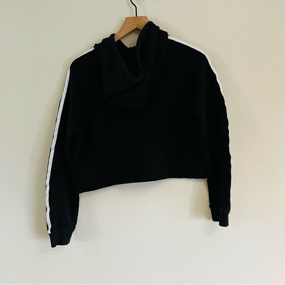 ADIDAS WOMEN'S Black Cropped Hoodie Size Small - Picture 2 of 5